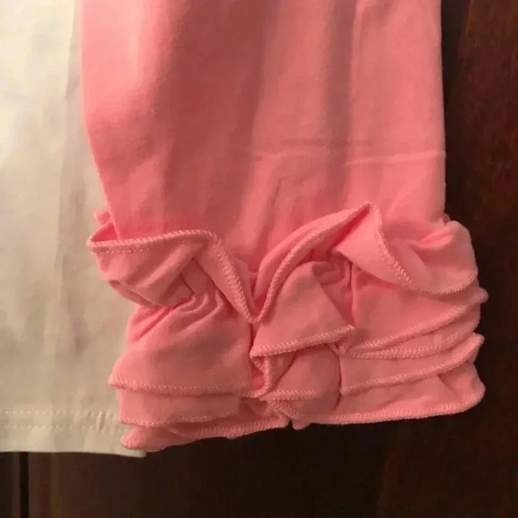 White pink T-shirt ruffle sleeves size M - Picture 2 of 5